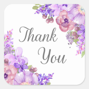 Rustic Lilac Purple Flowers Thank You Favour Tags