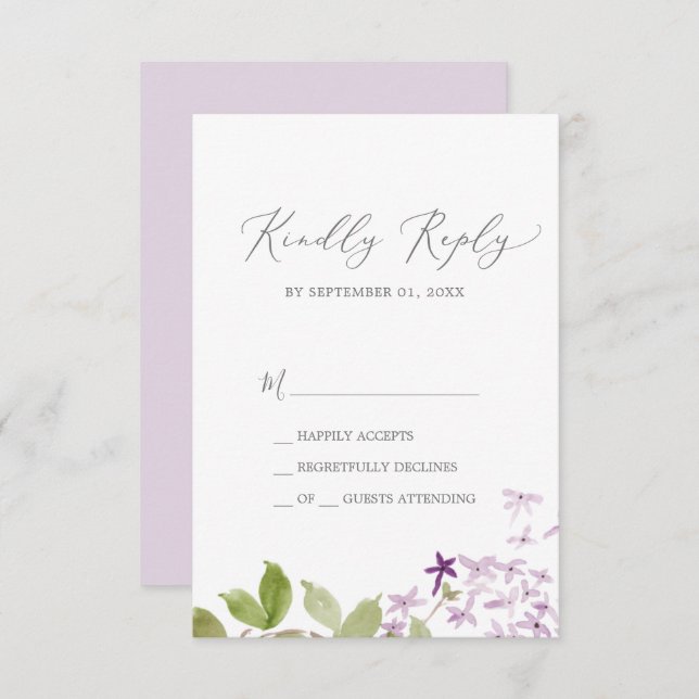 Rustic Lilac Simple RSVP Card (Front/Back)