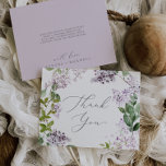 Rustic Lilac Thank You Card<br><div class="desc">This rustic lilac thank you card is perfect for a spring or summer wedding. The romantic and elegant floral design features watercolor purple lilac wildflowers with a boho country garden feel. Personalise the back of the card with your names, and a thank you message. Alternatively, leave the thank you message...</div>