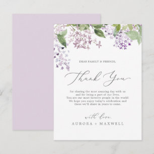 Rustic Lilac Thank You Reception Card