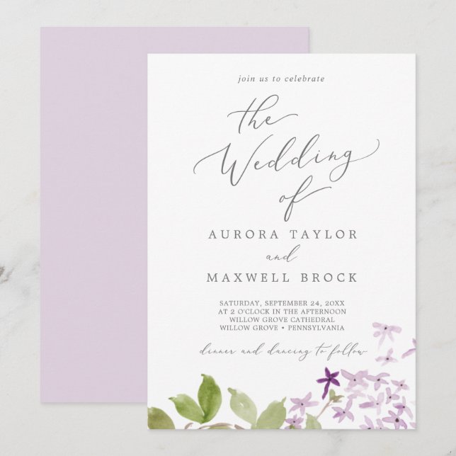 Rustic Lilac The Wedding Of Invitation (Front/Back)