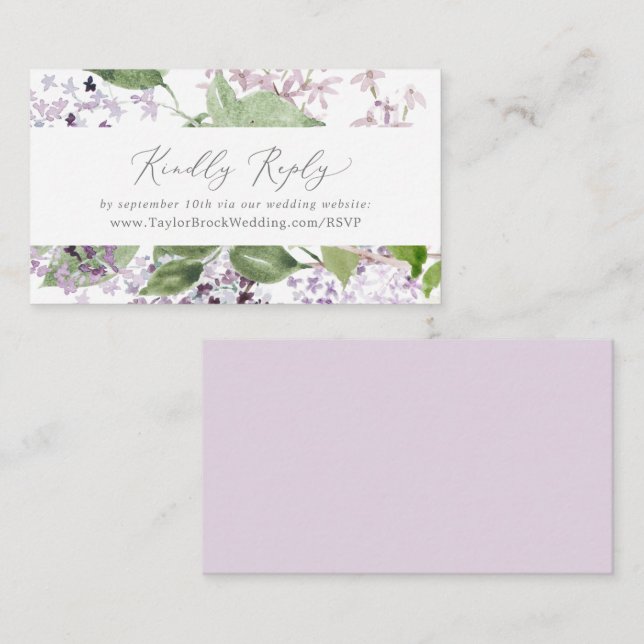 Rustic Lilac Wedding Website RSVP Enclosure Card (Front/Back)