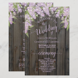 Rustic Lilacs on Barn Wood Budget Wedding Program