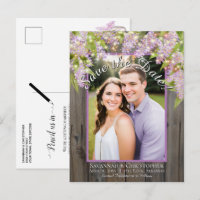 Rustic Lilacs on Wood Photo Wedding Save the Date
