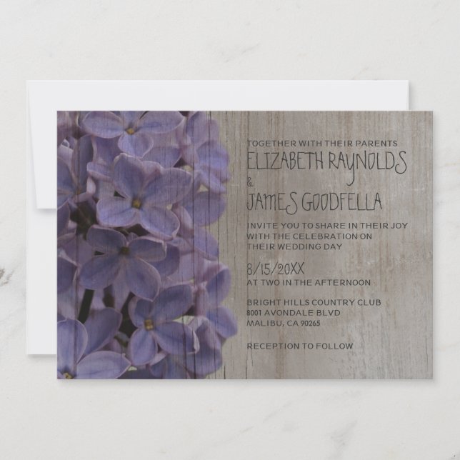 Rustic Lilacs Wedding Invitations (Front)