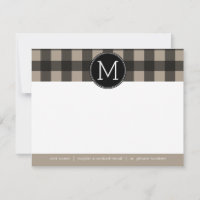 Rustic Linen Black Buffalo Plaid gingham Thank you