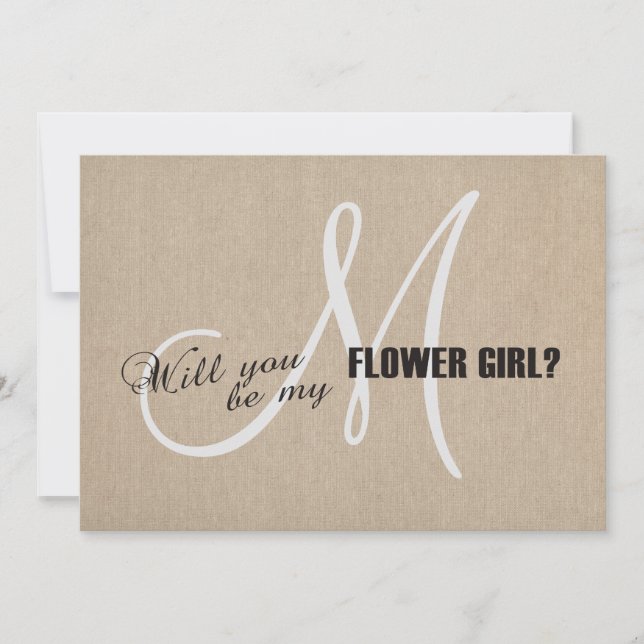 Rustic Linen Canvas Wedding Be My Flower Girl Invitation (Front)