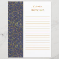 Rustic Linen Divider Blue Recipe Binder Insert