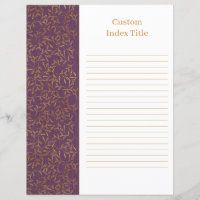 Rustic Linen Divider Purple Recipe Binder Insert