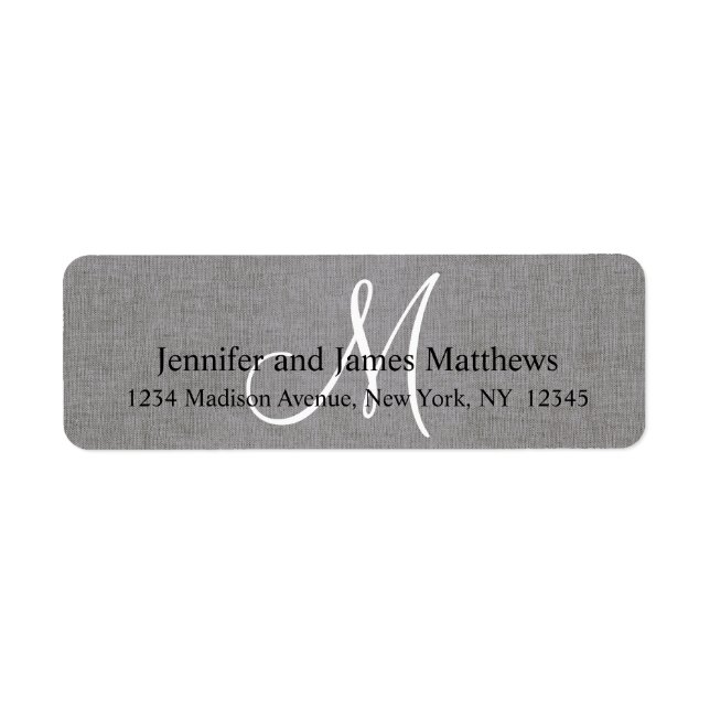 Rustic Linen Grey Monogram for Weddings (Front)