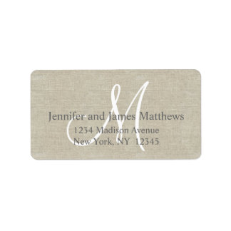 Rustic Linen, Grey Monogram for Weddings Label