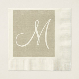 Rustic Linen Initial | Wedding Paper Napkins
