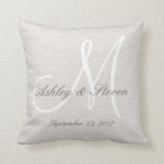 Rustic Linen Look with White Monogram Cushion<br><div class="desc">Personalised rustic looking linen background with a white monogram initial. Design is a print of artwork by Amelia Carrie. Makes a great gift for Newlyweds, Anniversaries and other special occasions. Very trendy and a nice accent piece for a bedroom, livingroom, favourite chair, etc.. Customise with names, initial and a date....</div>