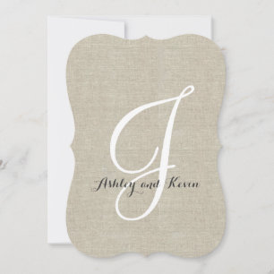 Rustic Linen Wedding Invitations Initial