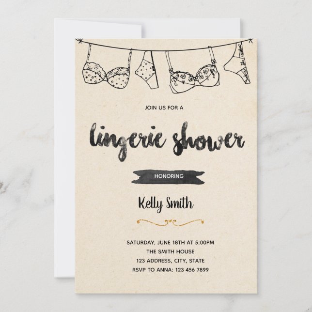 Rustic lingerie shower party Invitation (Front)