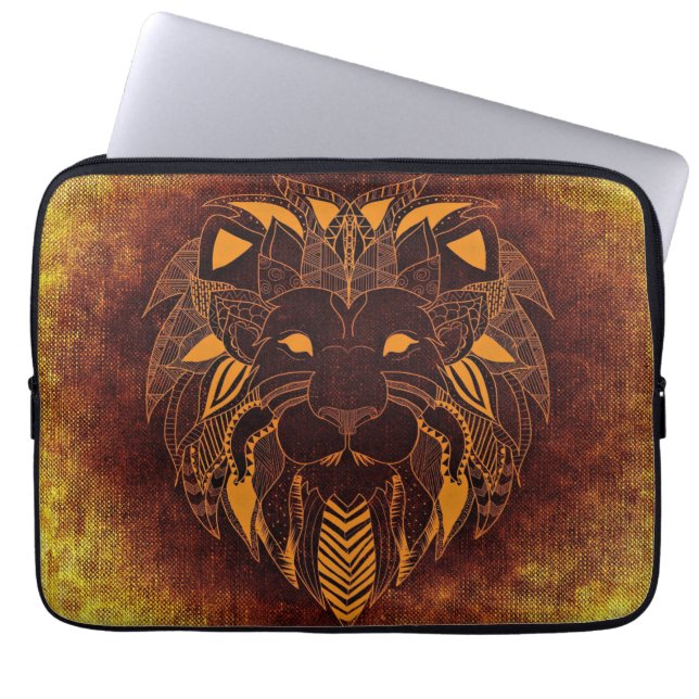 Rustic Lion Head Laptop Sleeve (Front)