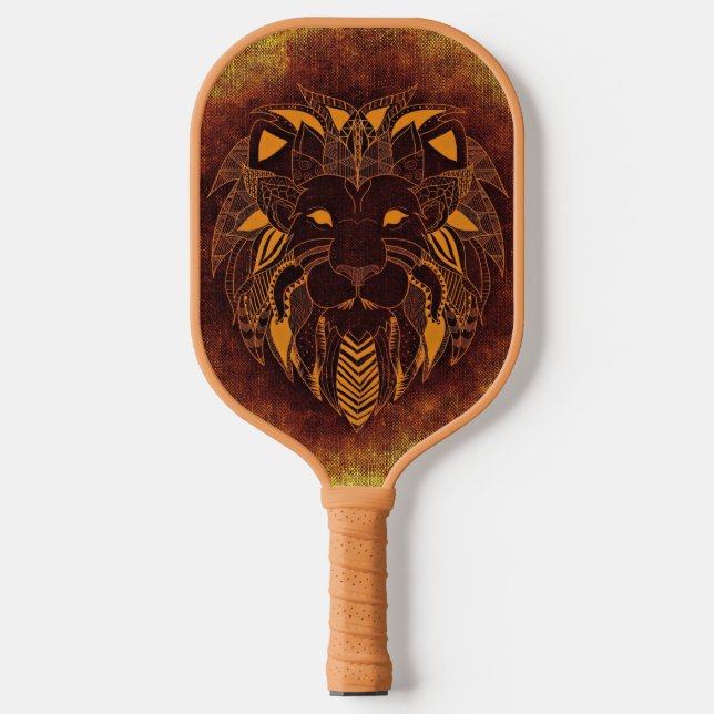 Rustic Lion Head Pickleball Paddle (Front)