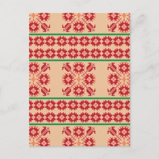 Rustic Lithuanian orange and green folk art design Postcard