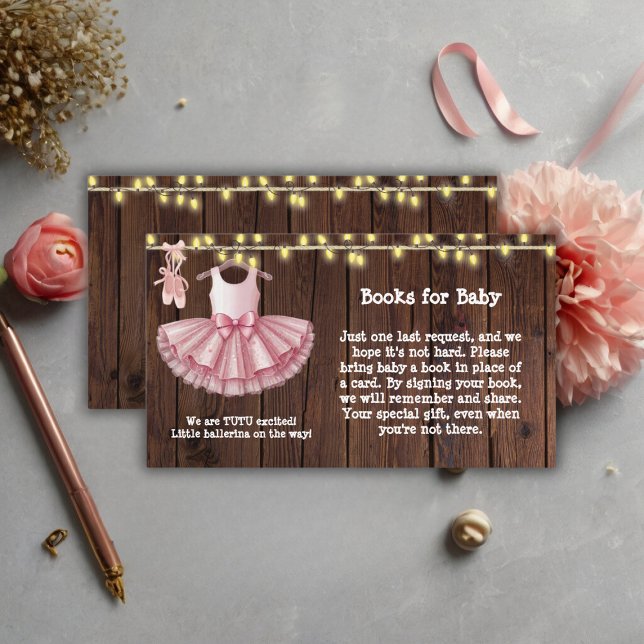 Rustic Little Ballerina Tutu Glitter Baby Shower Enclosure Card (Creator Uploaded)