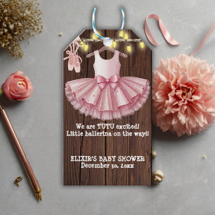 Rustic Little Ballerina Tutu Glitter Baby Shower Gift Tags