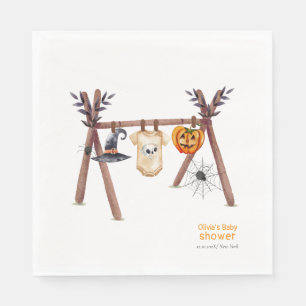Rustic Little Boo Halloween Clothes Baby Shower Napkin