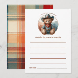 Rustic Little Cowboy Baby Shower Advice Card
