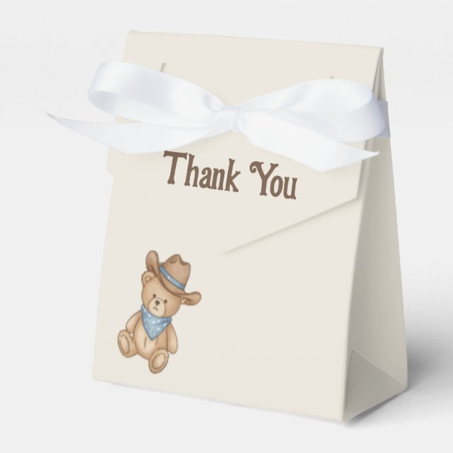 Rustic Little Cowboy Baby Shower Favour Box (Front Side)