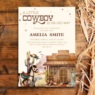 Rustic Little Cowboy Western Baby Shower Wild West Invitation
