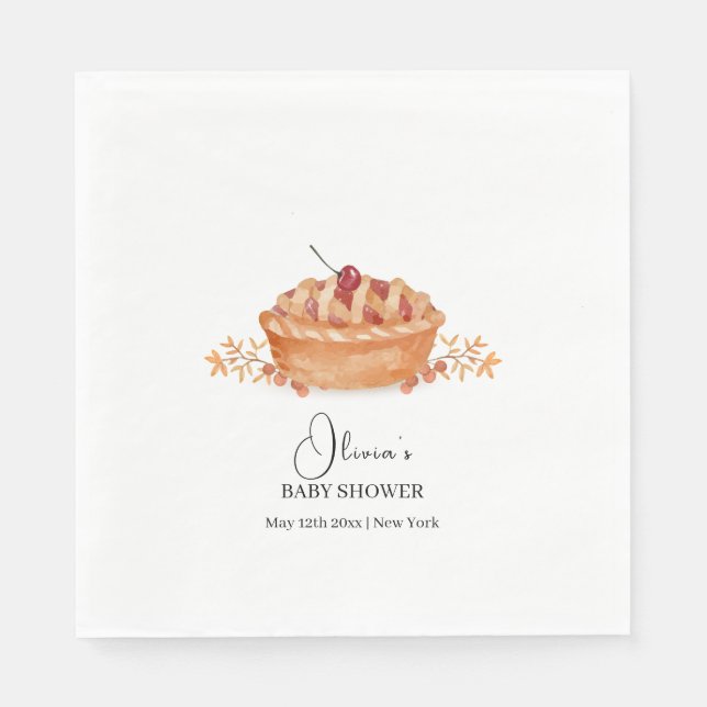 Rustic Little Cutie Pie Cherry Fall Baby Shower  Napkin (Front)