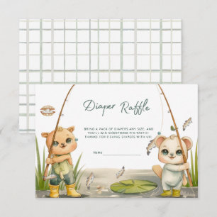 Rustic Little Fisherman Reel Diaper Raffle Enclosure Card