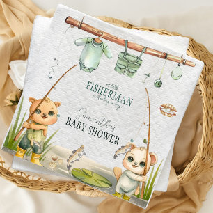 Rustic Little Fisherman Reel in Joy Baby Shower Napkin