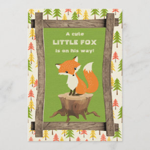 Rustic Little Fox Boy Baby Shower Invitation