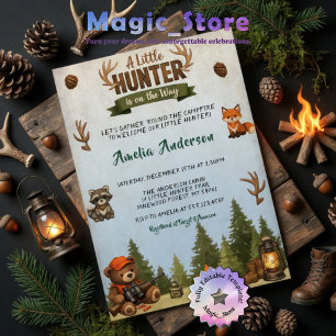 Rustic Little Hunter Woodland Forest Baby Shower Invitation