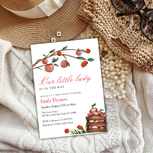 Rustic Little Lady Ladybug Apple Girl Baby Shower  Invitation