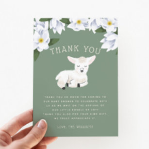 Rustic Little Lamb Floral Baby Shower Thank You Card