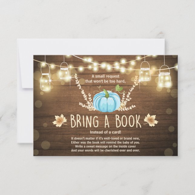 Rustic Little Pumpkin Baby Shower Bring a Book Invitation (Front)