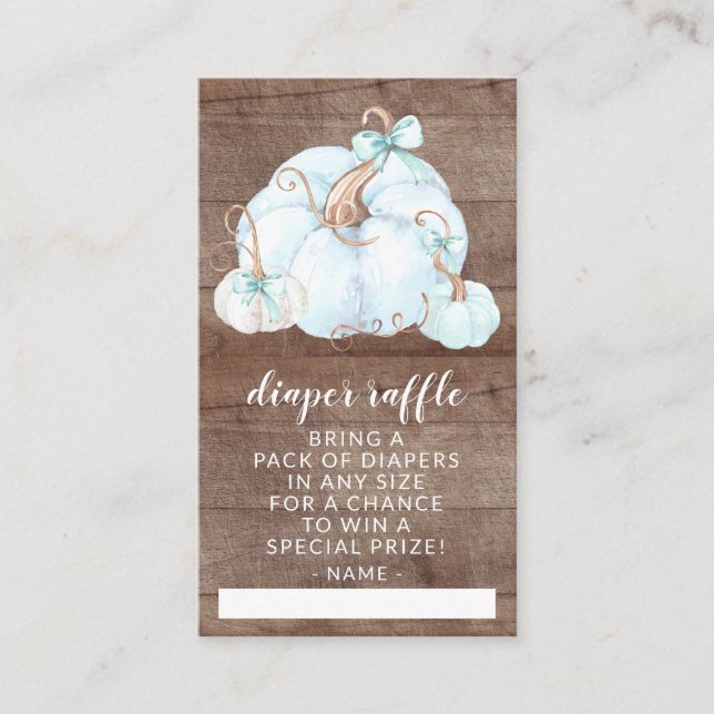 Rustic Little Pumpkin Baby Shower Diaper Raffle Enclosure Card (Front)