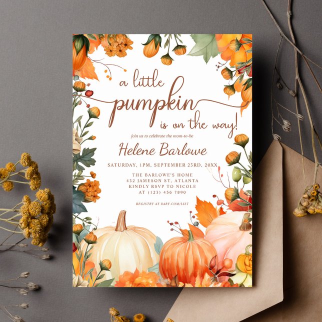 Rustic Little Pumpkin Fall Baby Shower Invitation (Rustic Little Pumpkin Fall Baby Shower Invitation)