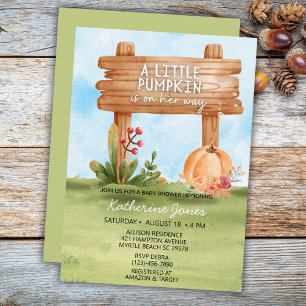Rustic Little Pumpkin On the Way Baby Shower Invitation