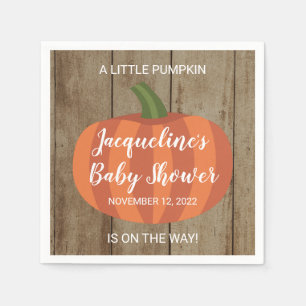 Rustic Little Pumpkin On The Way Fall Baby Shower Napkin