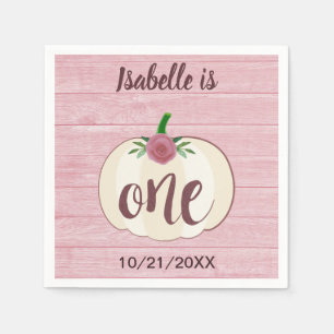 Rustic Little Pumpkin Pink 1st Birthday Party Napkin