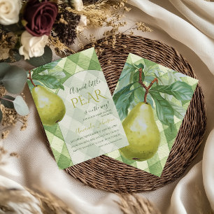 Rustic Little Sage Green Farm Pear Baby Shower Invitation
