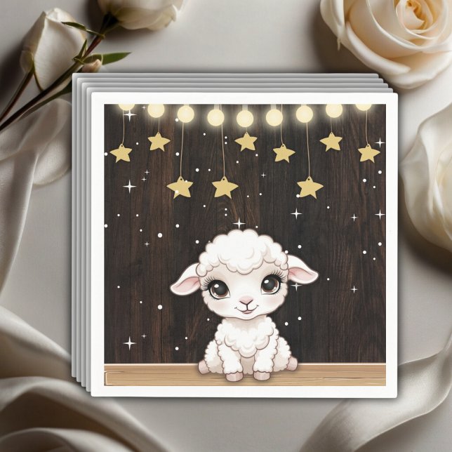 Rustic Little White Lamb Baby Shower Napkin (Creator Uploaded)