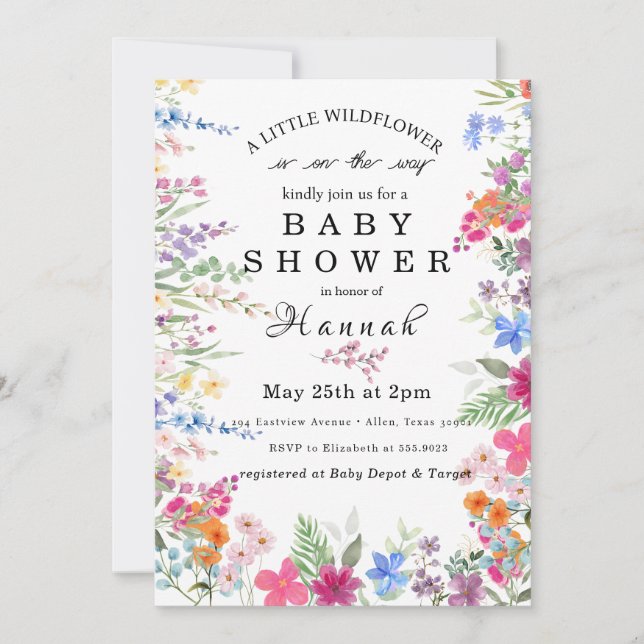 Rustic Little Wildflower Baby Shower Invite (Front)