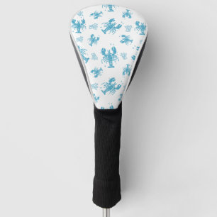 Rustic Lobster Nautical Block Print Pattern Golf Head Cover