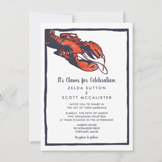 Rustic Lobster Wedding Invitation (Front)