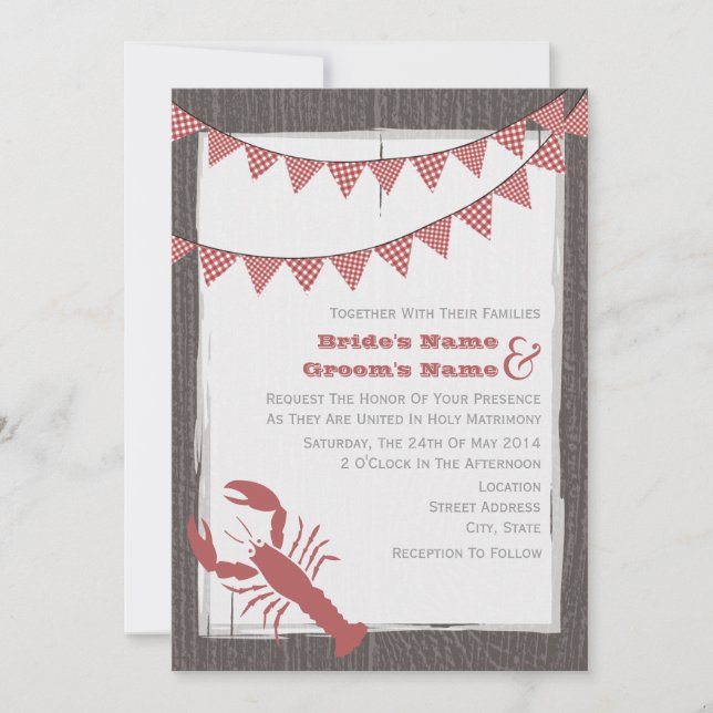 Rustic Lobster Wedding Invite (Front)
