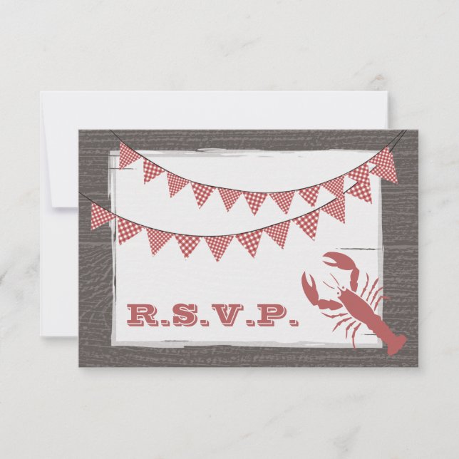 Rustic Lobster Wedding RSVP Card (Front)