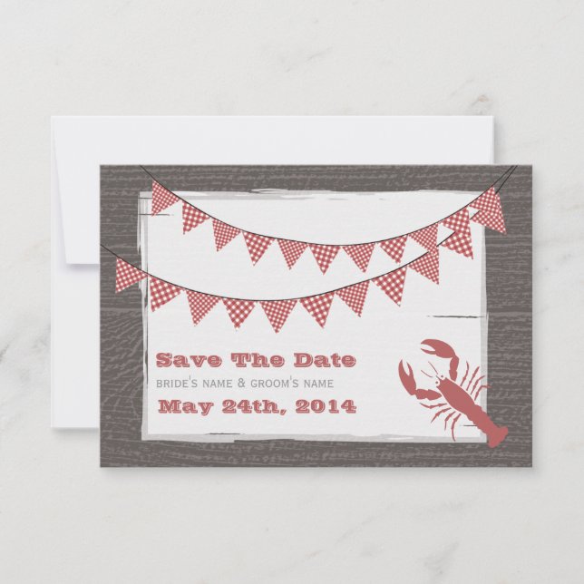 Rustic Lobster Wedding Save The Date (Front)