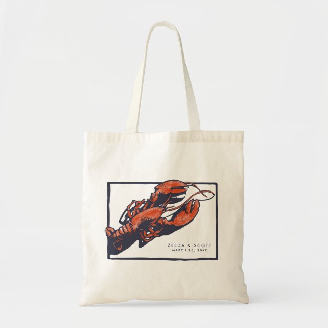 Rustic Lobster Wedding Tote Bag Favour (Front)